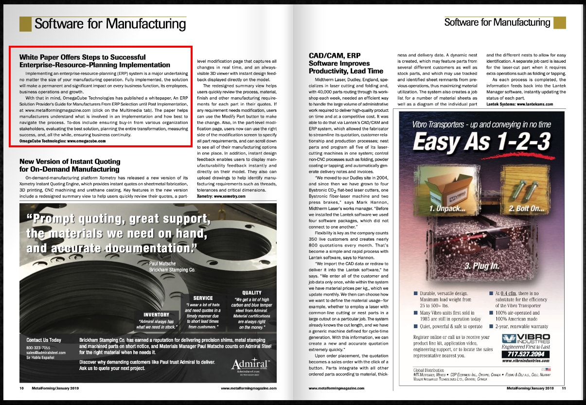 OmegaCube Whitepaper on Metal Forming Magazine